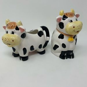 Houston Harvest Holstein Cow Sugar Creamer Set